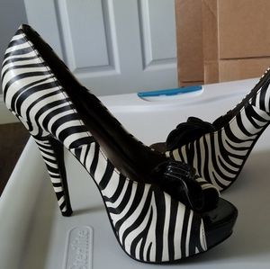 Worn once Zebra platform Peeptoe heels